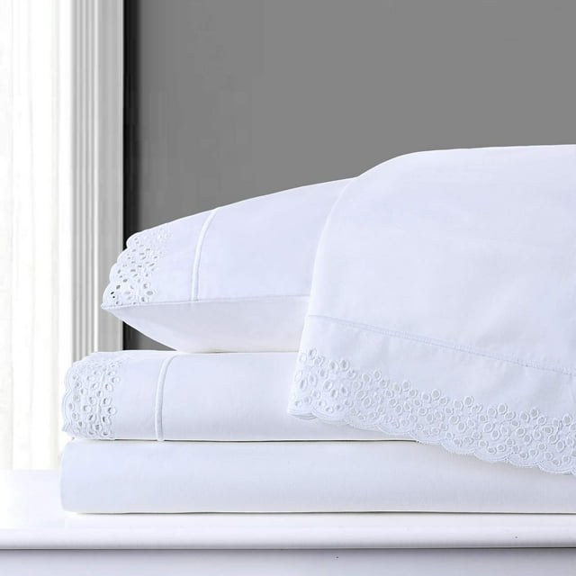 PANDATEX 100 Combed Cotton EC36 Percale Sheets Set White Queen Size