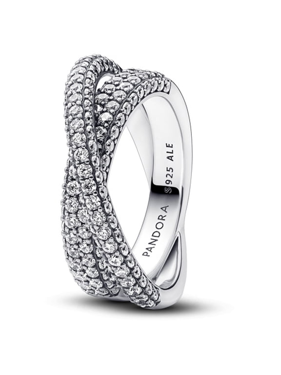 Timeless Pave Crossover Dual Band Ring