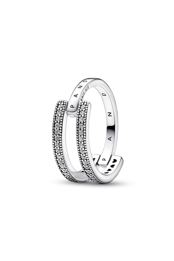 Signature Logo & Pave Double Band Ring