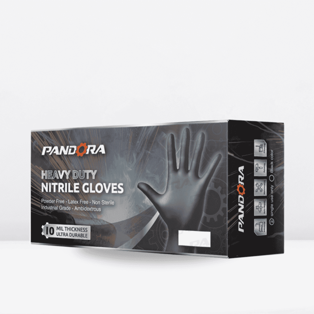 10 Mil Heavy Duty Nitrile Gloves - 100 Pcs, Chemical Resistant, Latex Free, Orange