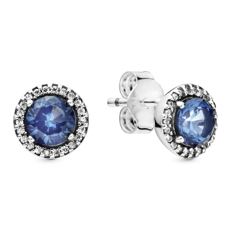 PANDORA Blue Round Sparkle Stud Earrings 296272C01 Walmart