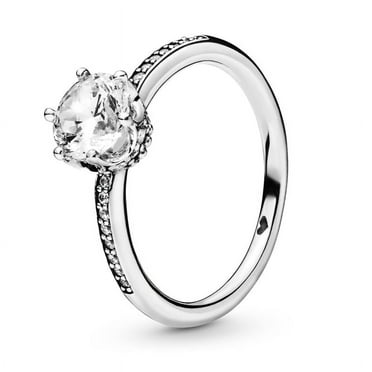 PANDORA Clear Sparkling Crown Ring - Size: 50
