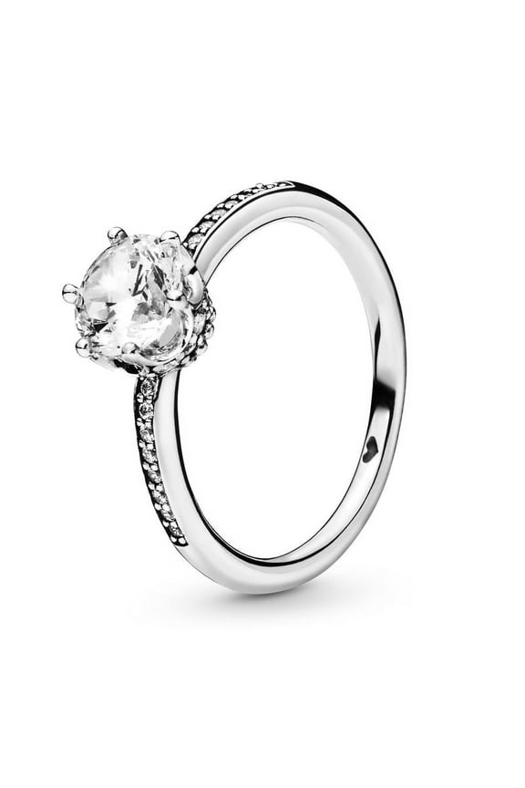Clear Sparkling Crown Ring - Size: 50