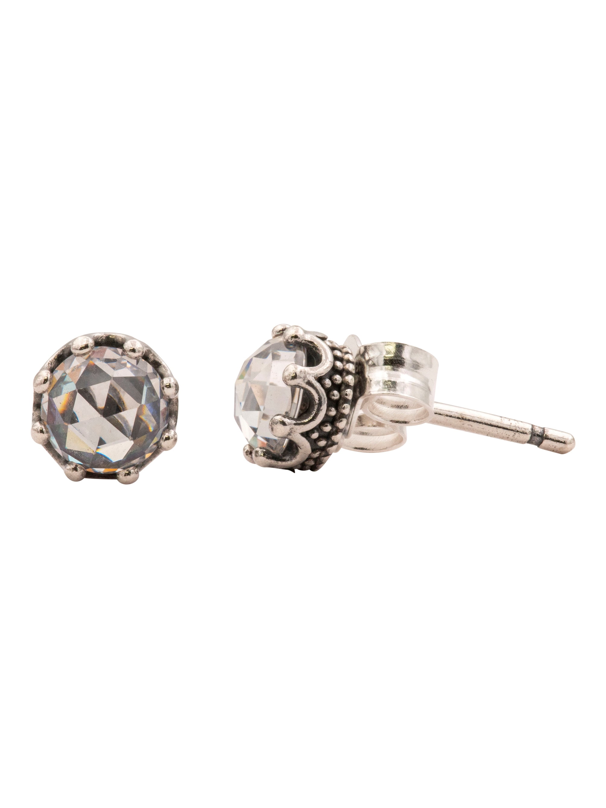 PANDORA Clear Sparkling Crown Stud Earrings