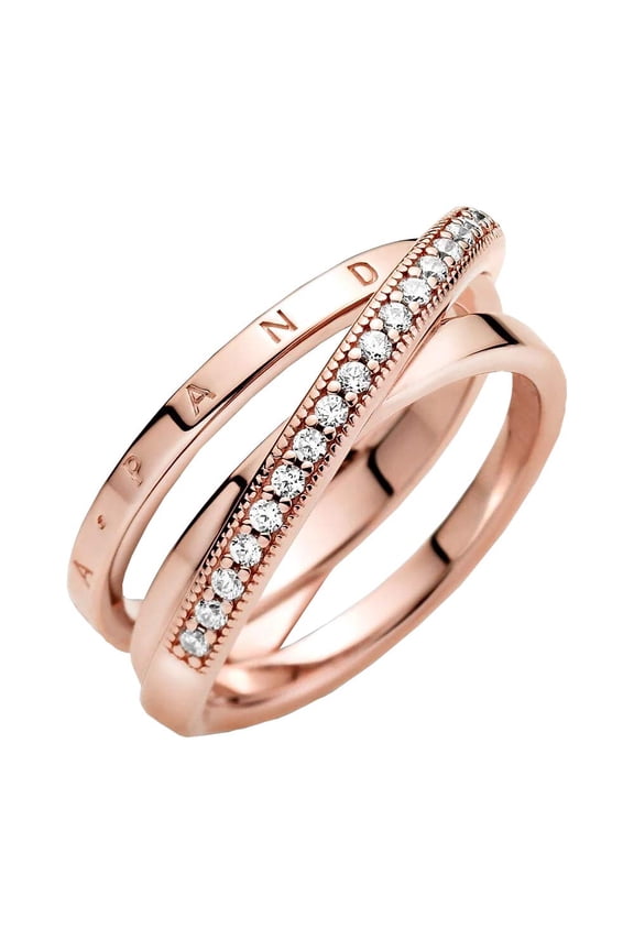 Crossover Pave Triple Band, Clear CZ