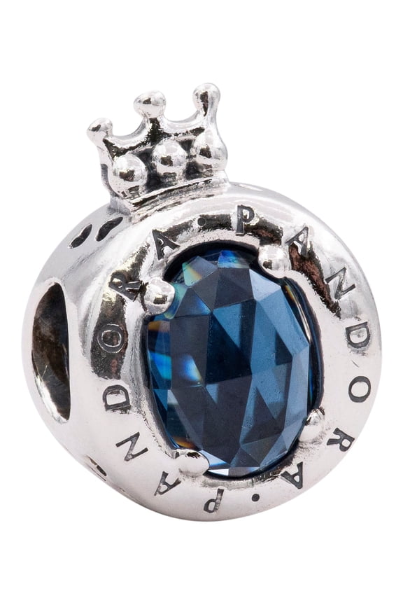 Crown O Sterling Silver Charm With Moonlight Blue Crystal - 798266NMB