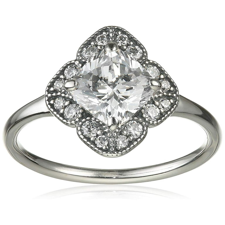 Pandora ring floral fancy sterling silver deals