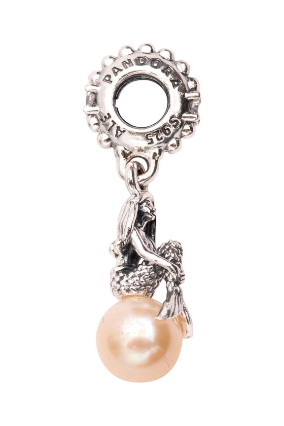 Disney Ariel Sterling Silver Dangle With Clear Cubic Zirconia -