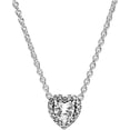 thumbnail image 1 of PANDORA Elevated Heart Cubic Zirconia Pendant Adjustable Chain Necklace, Sterling Silver, 18", 1 of 4