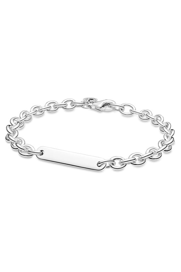 Engravable Bar Link Bracelet, 925 Sterling Silver, Size: 16cm, 6.3 in - 599523C00-16