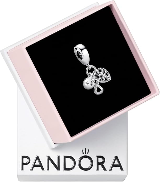 PANDORA Family Infinity Triple Dangle Charm - Compatible with PANDORA Moments Bracelets - Jewelry for Women - Made with Sterling Silver & Cubic Zirconia - With Gift Box