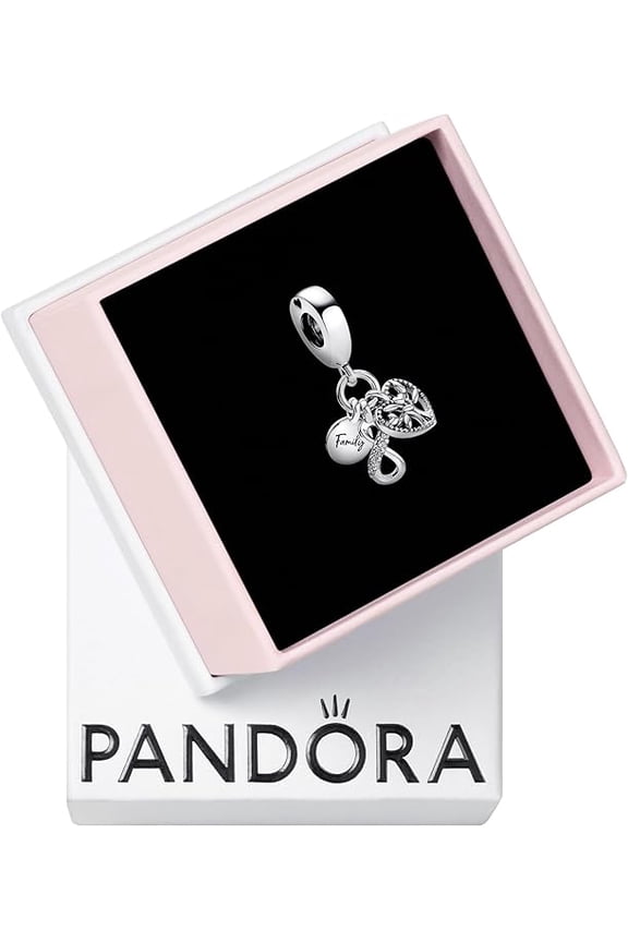 Family Infinity Triple Dangle Charm - Compatible with PANDORA Moments Bracelets - Jewelry for Women - Made with Sterling Silver & Cubic Zirconia - With Gift Box