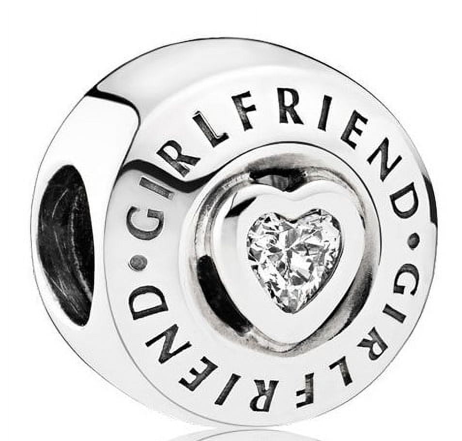 Stylish PANDORA Girlfriend Sterling Silver Charm with Heart Stylish PANDORA Girlfriend Sterling Silver Charm with Heart