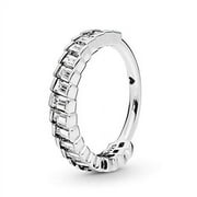 PANDORA Ice cube ring in sterling silver with 19 bar-set baguette-cut clear CZ