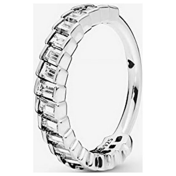 PANDORA Ice cube ring in sterling silver with 19 bar-set baguette-cut clear CZ