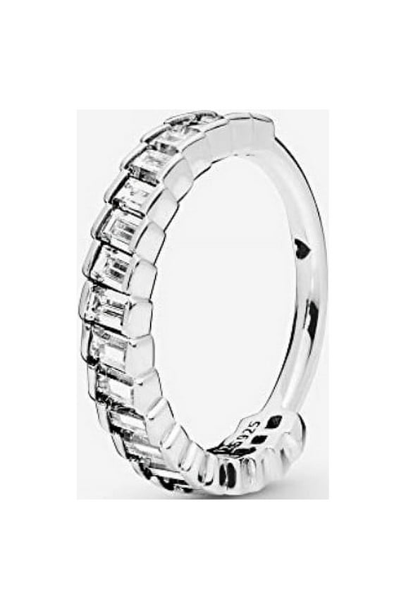 Ice cube ring in sterling silver with 19 bar-set baguette-cut clear CZ