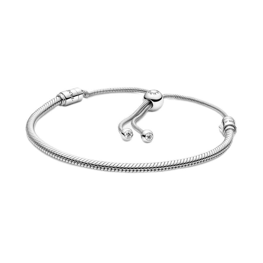 PANDORA Jewelry Moments Snake Chain Slider Charm Bracelet for Women - Sterling Silver with Cubic Zirconia - 11