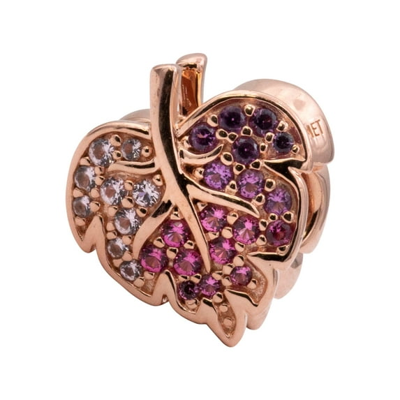 PANDORA Leaf Pandora Rose Charm With Pink Mist, Cerise And Royal Purple Crystal - 788322NPMMX