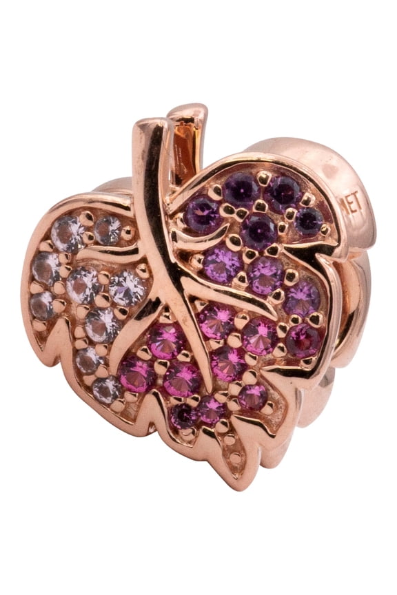Leaf Pandora Rose Charm With Pink Mist, Cerise And Royal Purple Crystal - 788322NPMMX