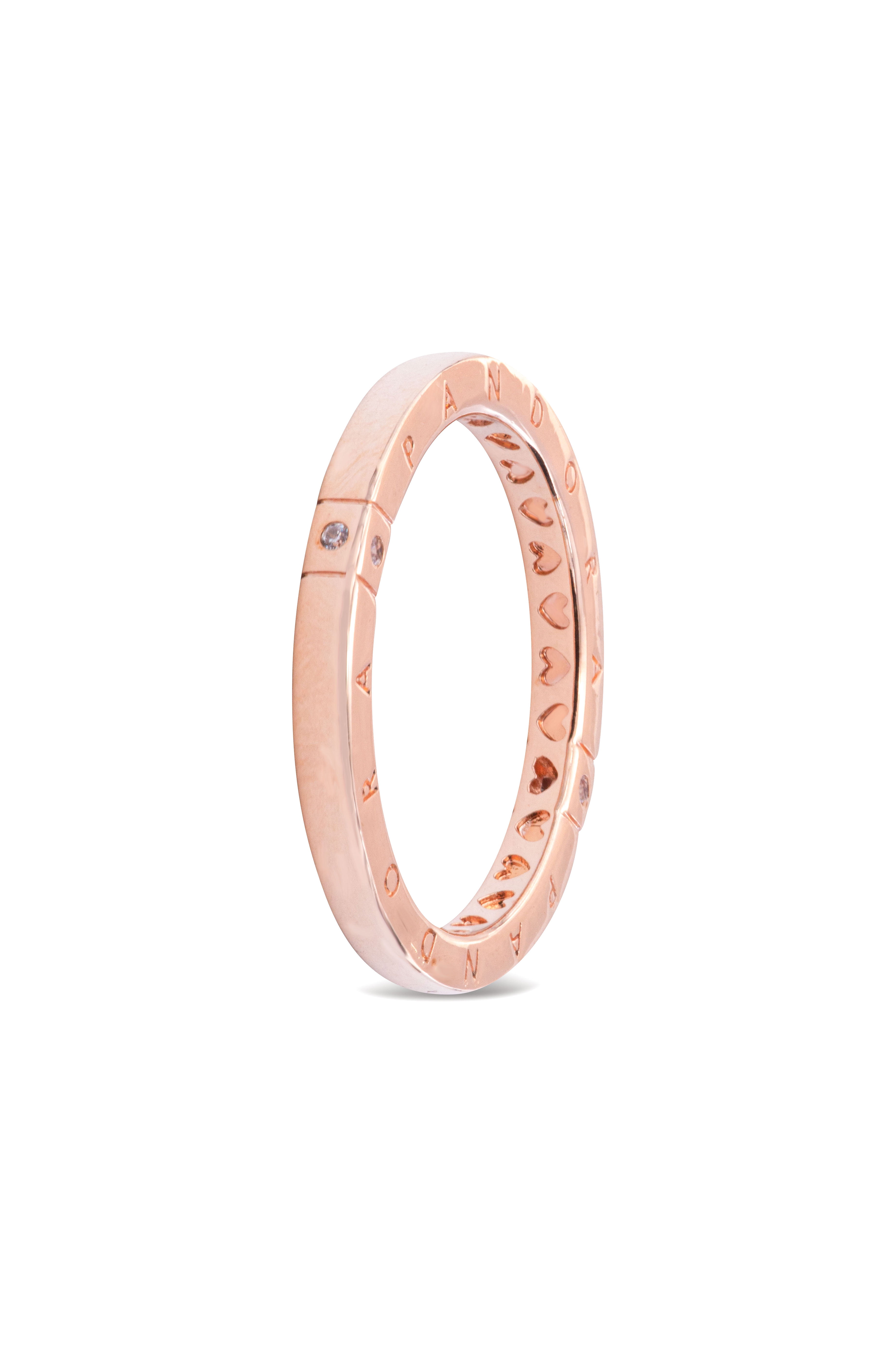 Kalinga Ashok Pandora Sparkle And Hearts Ring Rose Gold Kalinga