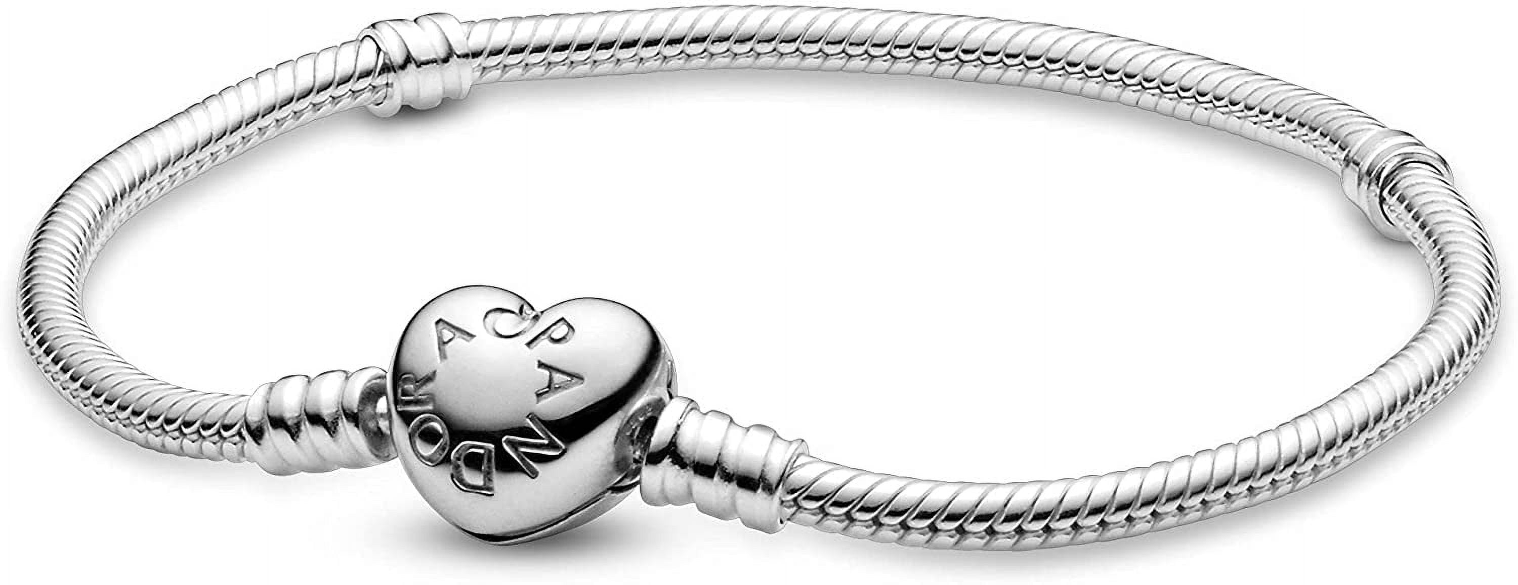 PANDORA Moments Heart Clasp Snake Chain Bracelet Sterling Silver 17