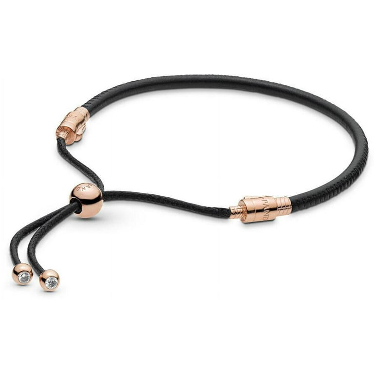 Moments sliding leather bracelet black sale