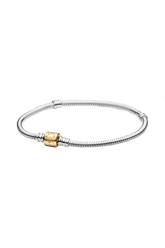 Moments 14k Gold Two-tone Barrel Clasp Snake Chain Bracelet