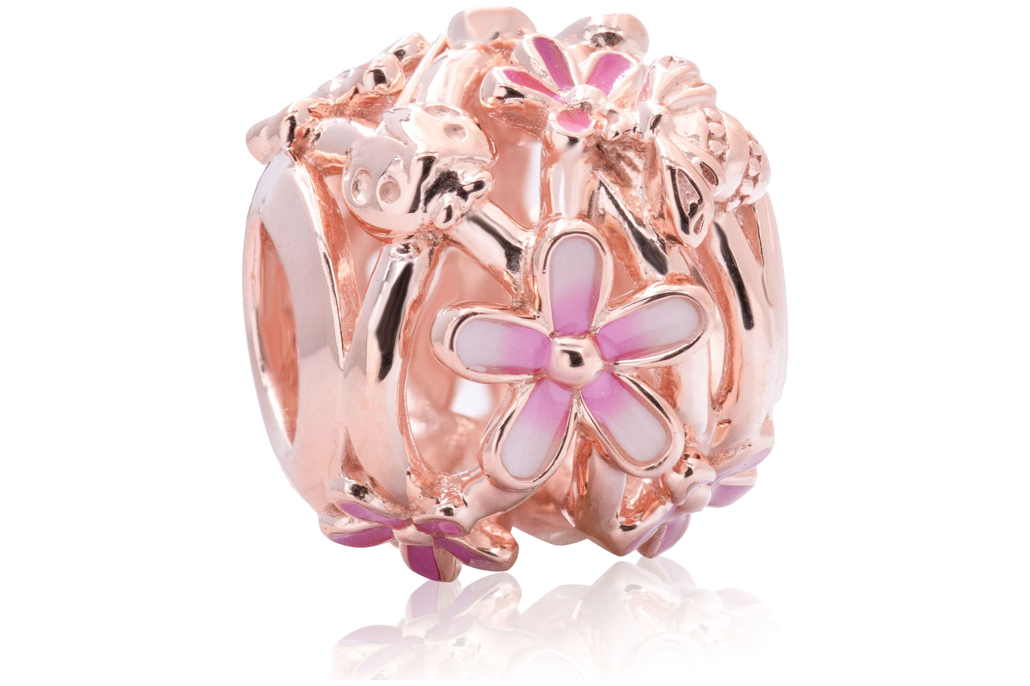 PANDORA Openwork Pink Daisy Flower Charm