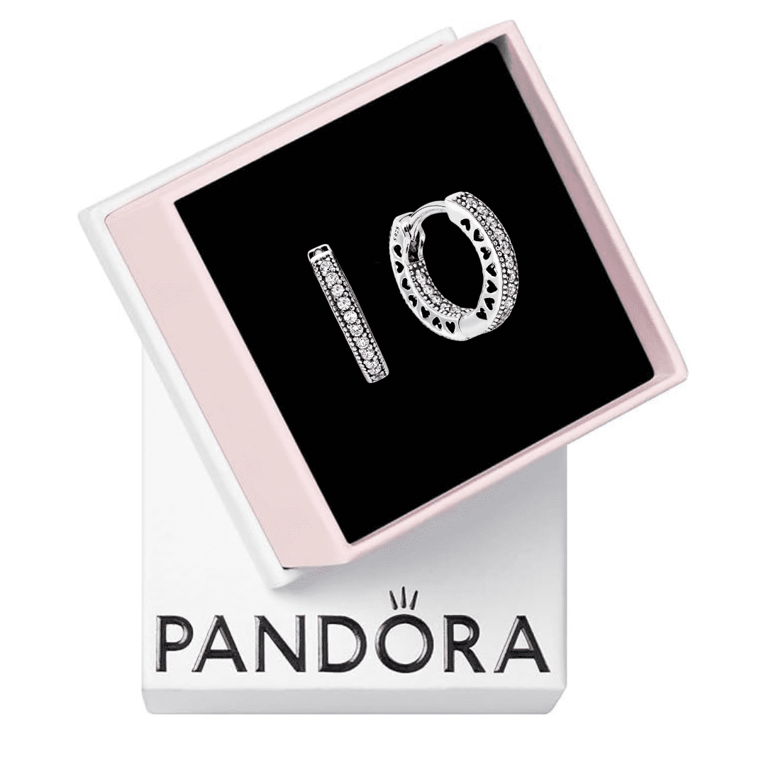 PANDORA Pav Heart Hoop Earrings - Elegant Earrings for Women - Great Gift - Made with Sterling Silver & Cubic Zirconia - With Gift Box