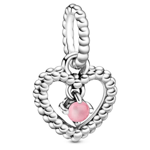PANDORA Petal Pink Beaded Heart Dangle Charm - 798854C09 - Walmart.com