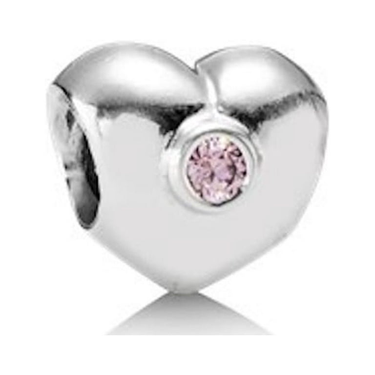 PANDORA Retired Sterling Silver Heart Bead with Pink Zirconia