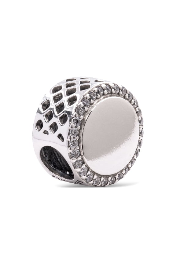 Silver charm with clear CZ