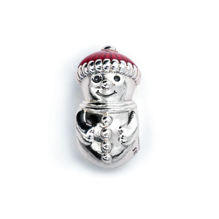 Snowman Charm White with Black Hat Sterling Silver Snowman Charm White with Black Hat Sterling Silver