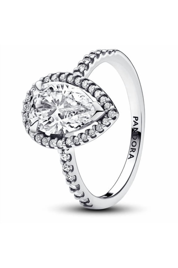 Sparkling Pear Halo Ring