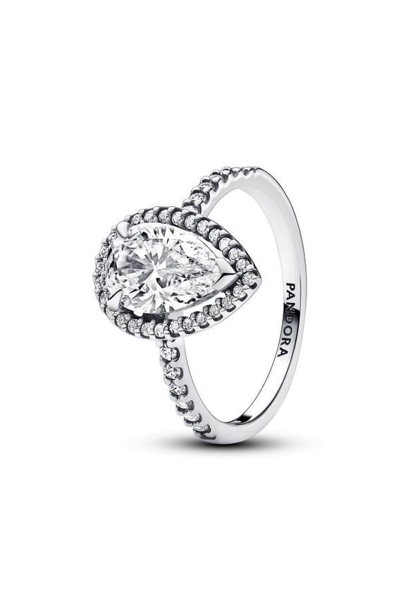 Sparkling Pear Halo Ring