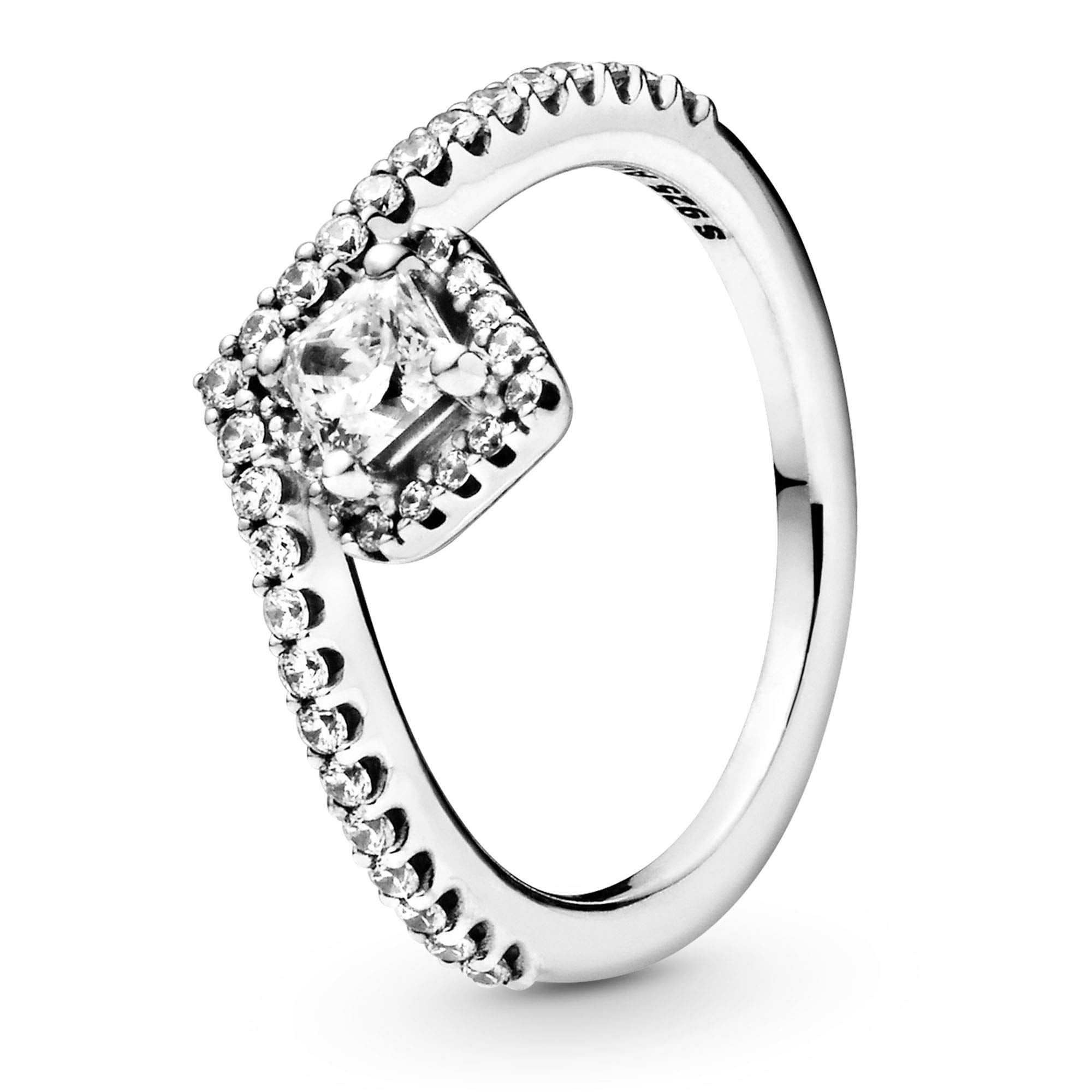 PANDORA Square Sparkle Wishbone Ring Size 7 Walmart