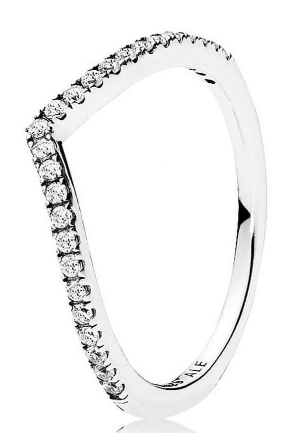 Wishbone Ring in Sterling Silver with Clear CZ, Size 54, Model 196316CZ-54