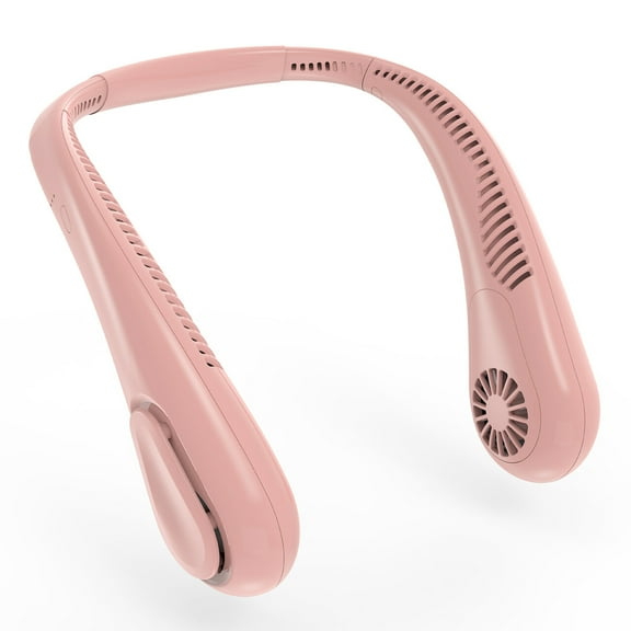 Panergy Neck Fan Portable Rechargeable, 5000mAh Battery Max 8h Work Time, 4 Speeds Bladeless Wearable Fan for Home Office, Workout-Pink