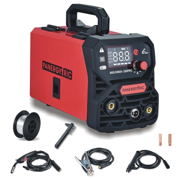 PANERGYRIC 160A MIG Welder,3 in 1 Welder Flux Core Welder Gasless MIG/Lift TIG/Stick Big LED Digital Display 110V Portable Welding Machine for Beginners IGBT Inverter Synergy Welder