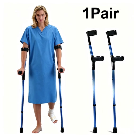 PANERGYRIC Forearm Crutches , 11-Level Height Adjustable Walking Crutches with 4-Level Upper Cuff, Lightweight Aluminum Medical Support Crutches for Leg Injury Surgery Disabled, 1 Pair