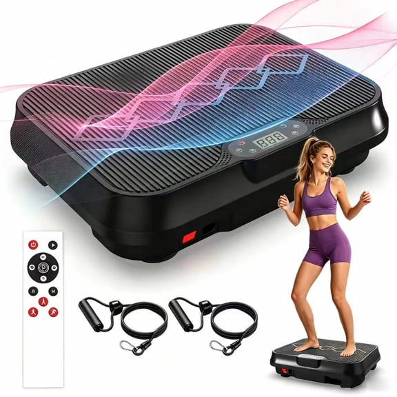 PANERGYRIC Vibration Plate Exercise Machine, Whole Body Workout Platform with Remote Control, Resistance Bands, Vibration Platform for Home Gym