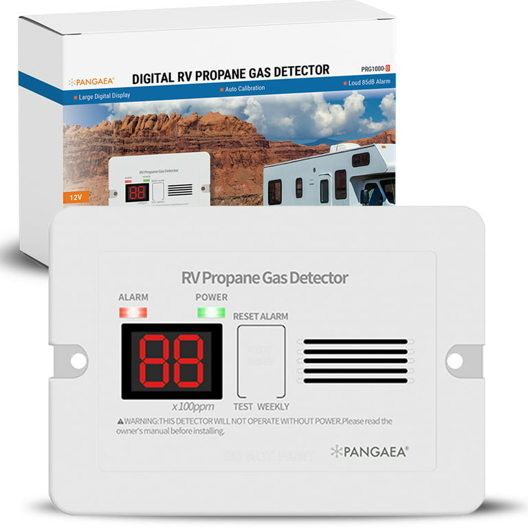 RV Propane Gas Detector, Digital RV Propane/LPG Gas Alarm, DC 12V -  Designed for Motorhome Travel. 85dB Alarm; (Surface ＆ Flush Mount- Black)