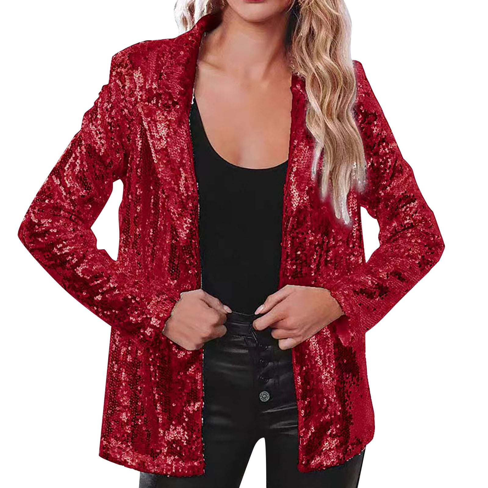 PANGF Classic Design Women Sequins Sequin Jacket Casual Long Sleeve