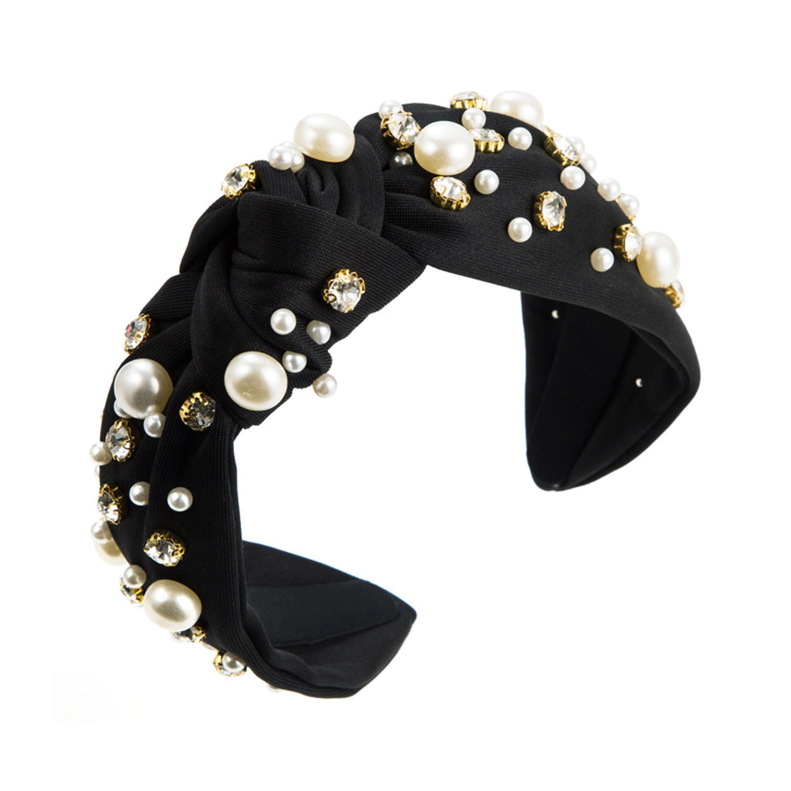 PANGF Fashion Hair Accessories for Female Headband Women's Diamond Pearl Denim Fabric Headband High Head Hair Accessories Ladies Yoga Headwrap