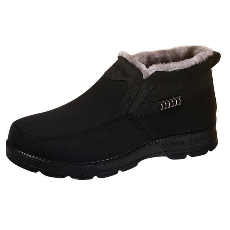 PANGF Fashion Winter Men Snow Boots Thick Soles Non Slip Solid Color Simple Design On Plush High Top Warm Metal Decoration Comfotable and Warm