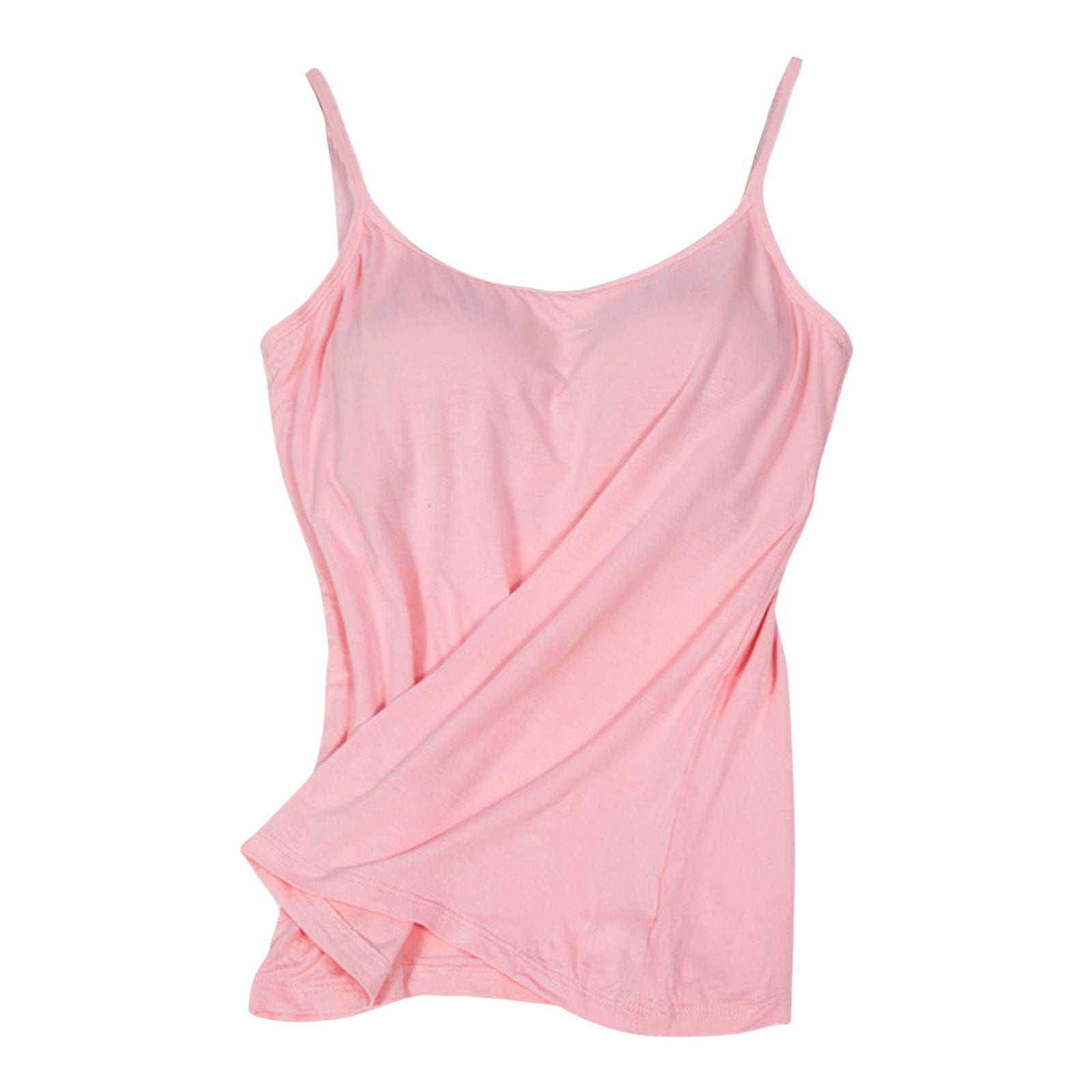 PANGF Pure Color Organic Cotton Camisole Tank For Women With Build In
