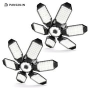 PANGOLIN 2 Pack LED Garage Lights, Super Bright 64000LM 160W LED Garage Ceiling Light, 6500K LED Shop Light, W/6 Deformable Panels Screw in E26/E27 Socket LED Bulbs for Workshop Storage Warehouse