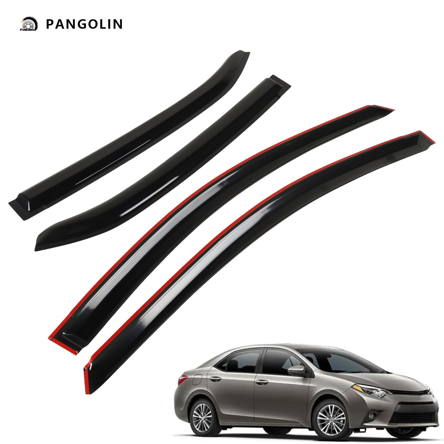 PANGOLIN 4Pcs Car Window Visors Fits for 2014-2018 Toyota Corolla Sun Wind Deflector Rain Vent Window Visors Deflectors