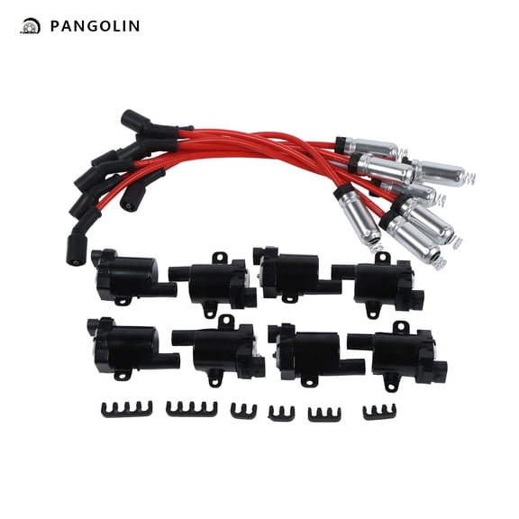PANGOLIN 8pcs Ignition Coils + 8pcs Spark Plug Wires For Chevy Silverado GMC 4.8L 5.3L 6.0L UF262