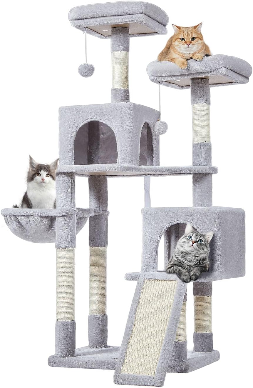 PANGU 56.3Inch Cat Tree, Cat Tower with Scratching Posts, Cat Tree